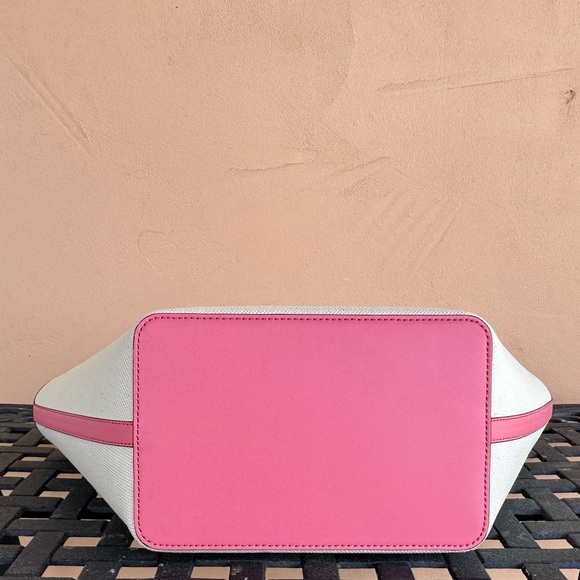 Michael Kors Kimber Large Bucket Shoulder Tote Bag Natural Tea Rose - Picture 6 of 12